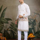 Rajwada White Cotton Blend Embroidered Stitched Kurta For Men