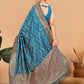 Rajwada Blue Woven Banasari Silk Saree with Unstitched Blouse for Women