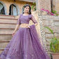 Rajwada Purple Soft Net Embellished Semi-Stitched lehenga For Women
