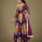 Rajwada Purple Faux Georgette Printed Semi Stitched Anarkali Kurta Set For Women