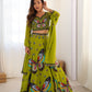 Rajwada Green Georgette Embroidered Semi-Stitched lehenga For Women