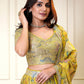 Rajwada Yellow Organza Printed Stitched Lehenga For Women