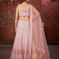Rajwada Pink Georgette Embellished Semi Stitched Lehenga With Unstitched Blouse for Women