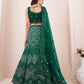 Rajwada Green Net Embroidered Semi Stitched Lehenga With Unstitched Blouse for Women