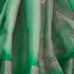 Rajwada Green Satin Printed Saree With Unstitched Blouse For Women