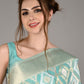 Blue Linen Woven Saree With Unstitched Blouse