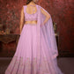 Rajwada Purple Georgette Embellished Semi Stitched Lehenga With Unstitched Blouse for Women