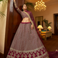 Rajwada Women Violet Embroidered Semi Stitched Lehenga With Unstitched Blouse