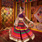 Rajwada Multicolor Cotton Blend Printed With Mirror Work Semi-Stitched lehenga For Women