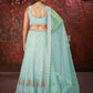 Rajwada Sky Blue Georgette Embellished Semi Stitched Lehenga With Unstitched Blouse for Women