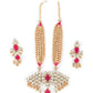 Rajwada Red Kundan Golden Multilayered Necklace Set For Women