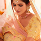Rajwada Women Yellow Embroidered Organza Semi Stitched Lehenga With Unstitched Blouse