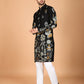Rajwada Black Viscose Rayon Stitched Kurta For Men