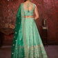 Rajwada Sea Green Net Embellished Semi Stitched Lehenga With Unstitched Blouse for Women