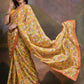 Rajwada Yellow Printed Chiffon Saree With Unstitched Blouse For Women