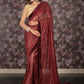 Rajwada Maroon Jacquard Lycra Woven Saree with Unstitched Blouse for Women