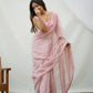 Rajwada Pink Organza Mirror Work Saree With Unstitched Blouse For Women