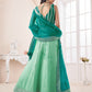 Rajwada Green Shibori Crepe Embroidered Semi Stitched Lehenga With Unstitched Blouse for Women