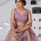 Rajwada Lavender Silk Blend Embroidered Semi-Stitched Lehenga For Women