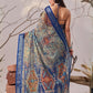 Rajwada Blue Linen Cotton Printed Saree For Women