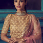Rajwada Pink Embellished Soft Net Semi Stitched Lehenga With Blouse For Women
