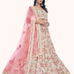 Rajwada Off White Embroidered Soft Net Semi Stitched Lehenga With Blouse For Women