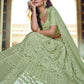 Rajwada Olive Embellished Georgette Semi Stitched Lehenga With Blouse For Women