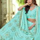 Rajwada Sea Green Embellished Georgette Semi Stitched Lehenga With Blouse For Women