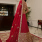 Rajwada Red Embroidered Georgette Semi Stitched Lehenga With Blouse For Women