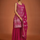 Rajwada Women Magenta Embroidered Georgette Partywear Stitched Kurta Set
