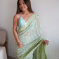 Rajwada Green Georgette Embroidered Saree With Unstitched Blouse For Women
