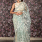 Rajwada Sea Green Mirror Embroidered Organza Saree for Women