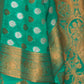 Rajwada Green Silk Blend Woven Saree With Unstitched Blouse for Women