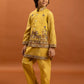 Rajwada Yellow Viscose Silk Embroidered Stitched Kurta Set For Kids