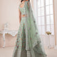 Rajwada Green Organza Blend Embroidered Semi Stitched Lehenga With Unstitched Blouse for Women