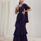 Rajwada Purple Organza Solid Ready To Wear Saree With Stitched Blouse For Women