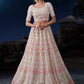 Rajwada Off White Embroidered Soft Net Semi Stitched Lehenga With Blouse For Women