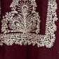 Rajwada Maroon Chinon Embroidered Semi-Stitched Kurta Set For Women