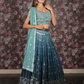 Rajwada Teal Stitched Sequins Embroidered Crepe Lehenga with Stitched Blouse And Dupatta For Women