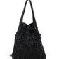 Rajwada Black Embroidered Potli Bag with Tassels For Women