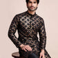 Rajwada Black Silk Blend Sequins Stitched Kurta For Men