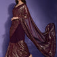Rajwada Wine Embellished Georgette Saree With Unstitched Blouse For Women