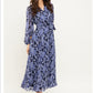 Rajwada Blue Rayon Stitched Printed Indo Western Dress For Women
