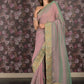 Rajwada Green and Pink Double Shaded Embroidered Crepe Saree with Unstitched Blouse for Women