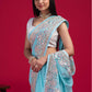 Rajwada - Blue Georgette Embroidered Saree with Unstitched Blouse