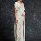 Rajwada White Embroidered Georgette Saree With Unstitched Blouse For Women