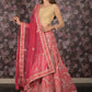 Rajwada Pink Velvet Embroidered Semi Stitched Lehenga With Unstitched Blouse For Women