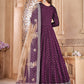 Rajwada Purple Tafeta Embroidered Semi stitched Kurta Set  For Women