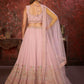 Rajwada Pink Georgette Embellished Semi Stitched Lehenga With Unstitched Blouse for Women