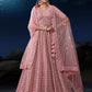 Rajwada Pink Embellished Soft Net Semi Stitched Lehenga With Blouse For Women